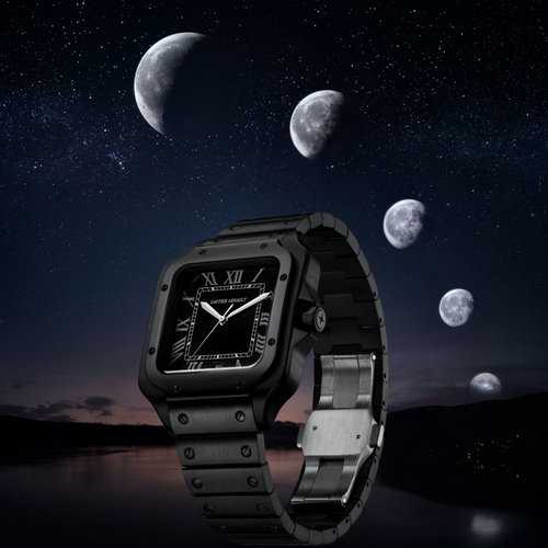 after hours watch with black dial and stainless steel case
